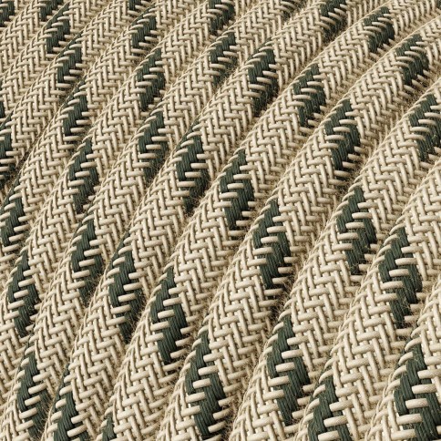 Câble textile Gris anthracite et rayures beiges - L'Original Creative-Cables - RD54 rond 2x0,75mm / 3x0,75mm