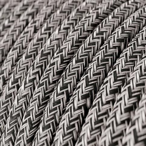 Câble textile Noir Onyx pailleté tweed ZigZag - L'Original Creative-Cables - RS81 rond 2x0.75mm / 3x0.75mm
