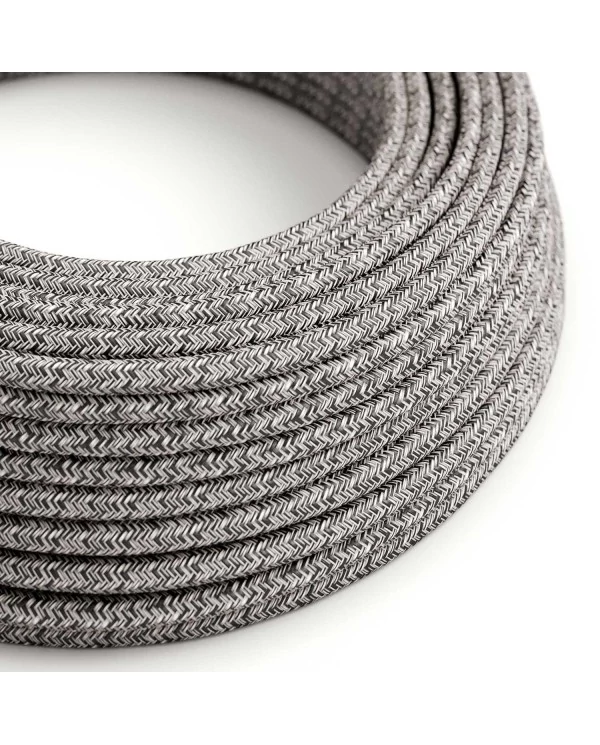 Câble textile Noir Onyx pailleté tweed ZigZag - L'Original Creative-Cables - RS81 rond 2x0.75mm / 3x0.75mm