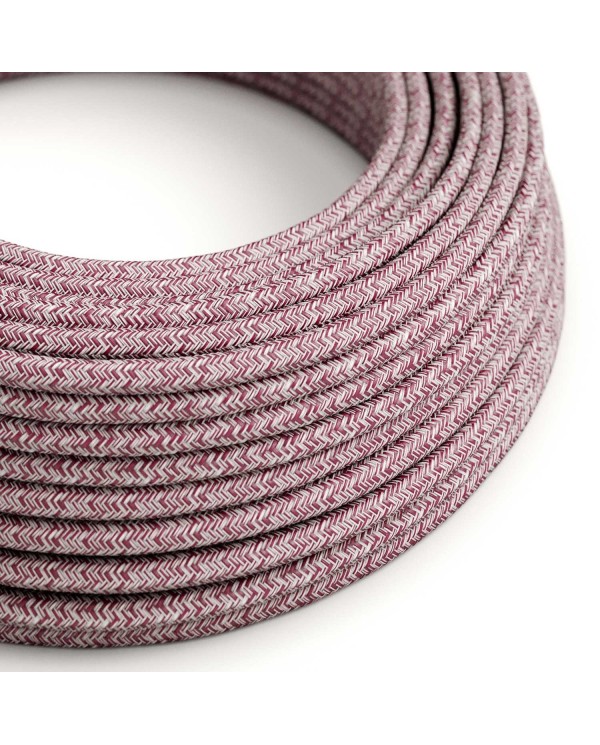 Câble textile Bourgogne pailleté tweed ZigZag - L'Original Creative-Cables - RS83 rond 2x0,75mm / 3x0,75mm