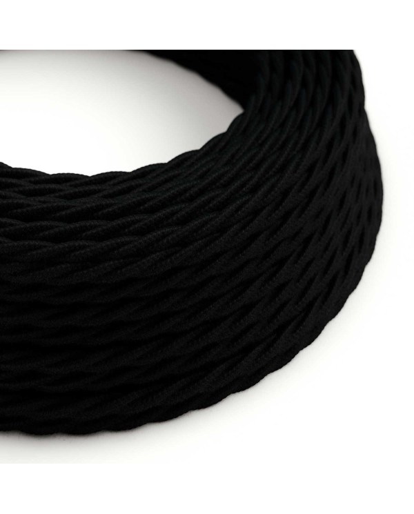 Câble textile Noir Charbon coton - L'Original Creative-Cables - TC04 tressé 2x0.75mm / 3x0.75mm