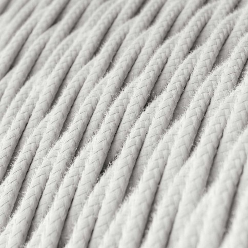 Câble textile Blanc optique coton - L'Original Creative-Cables - TC01 tressé 2x0,75mm / 3x0,75mm