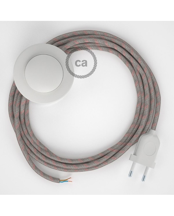 Cordon pour lampadaire, câble RD51 Stripes Vieux Rose 3 m. Choisissez la couleur de la fiche et de l'interrupteur!