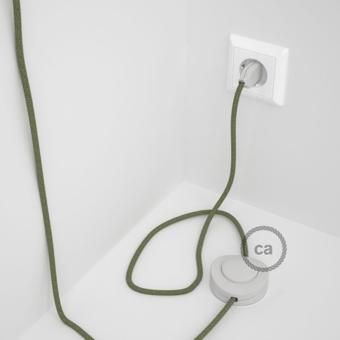Cordon pour lampadaire, câble RD72 ZigZag Vert Thym 3 m. Choisissez la couleur de la fiche et de l'interrupteur!