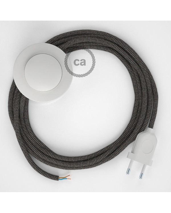 Cordon pour lampadaire, câble RD74 ZigZag Anthracite 3 m. Choisissez la couleur de la fiche et de l'interrupteur!