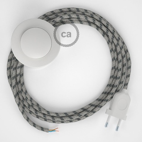 Cordon pour lampadaire, câble RD54 Stripes Anthracite 3 m. Choisissez la couleur de la fiche et de l'interrupteur!