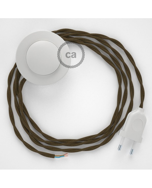 Cordon pour lampadaire, câble TC13 Coton Marron 3 m. Choisissez la couleur de la fiche et de l'interrupteur!