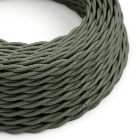 Câble textile Vert sauge coton - L'Original Creative-Cables - TC63 tressé 2x0,75mm / 3x0,75mm