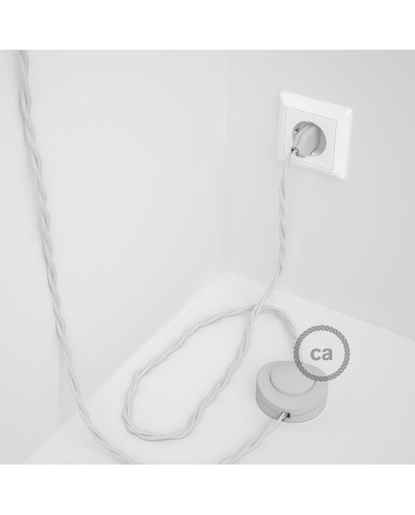 Cordon pour lampadaire, câble TC01 Coton Blanc 3 m. Choisissez la couleur de la fiche et de l'interrupteur!