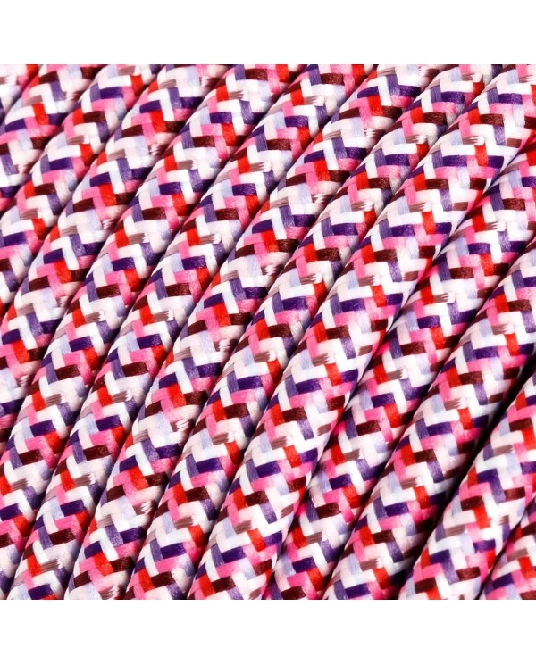 Câble textile Fuchsia Pixel brillant - L'Original Creative-Cables - RX00 rond 2x0,75mm / 3x0,75mm