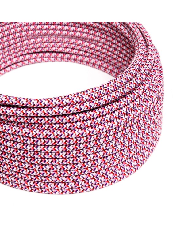 Câble textile Fuchsia Pixel brillant - L'Original Creative-Cables - RX00 rond 2x0,75mm / 3x0,75mm