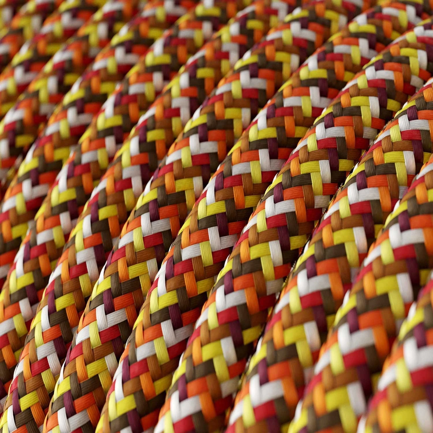 Câble textile Orange Pixel brillant - L'Original Creative-Cables - RX01 rond 2x0.75mm / 3x0.75mm