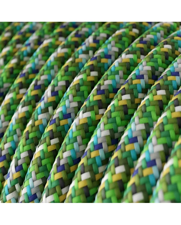 Câble textile Vert Pixel brillant - L'Original Creative-Cables - RX05 rond 2x0.75mm / 3x0.75mm