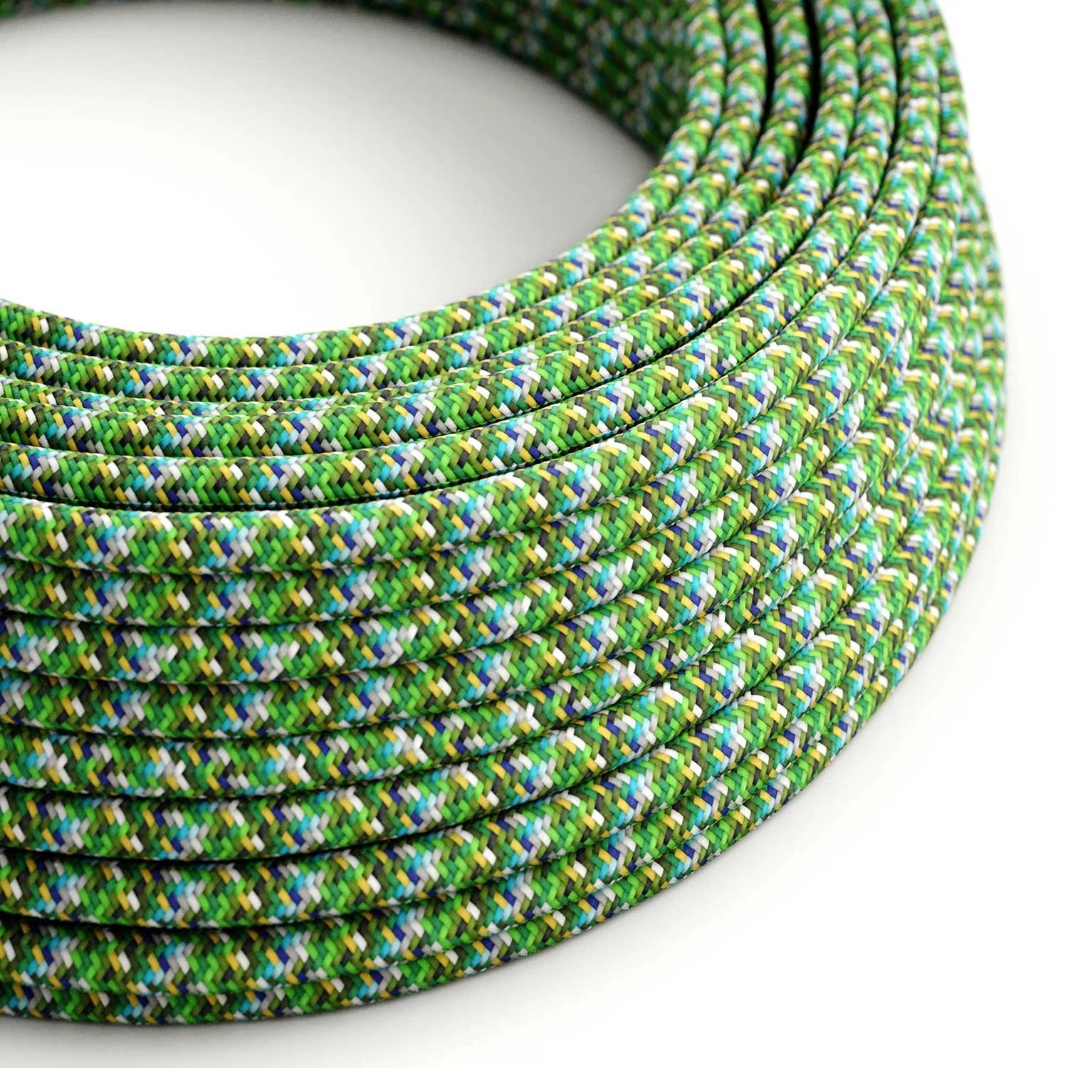 Câble textile Vert Pixel brillant - L'Original Creative-Cables - RX05 rond 2x0.75mm / 3x0.75mm