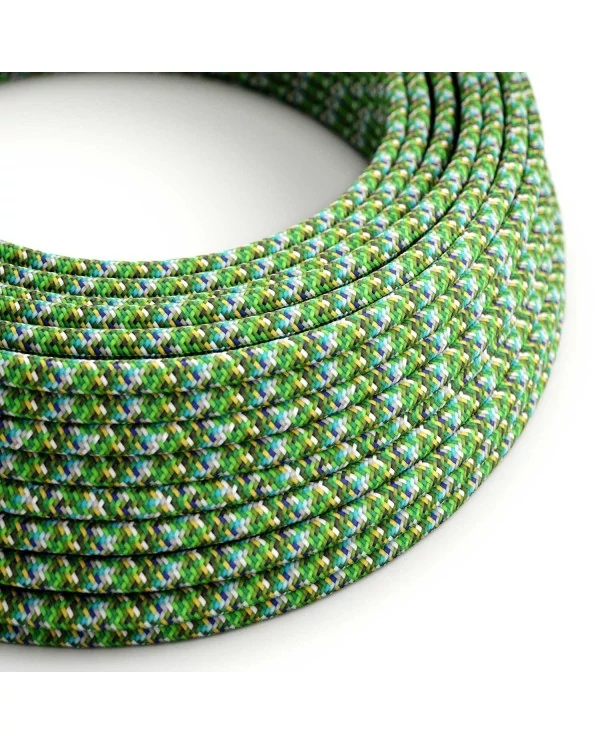 Câble textile Vert Pixel brillant - L'Original Creative-Cables - RX05 rond 2x0.75mm / 3x0.75mm