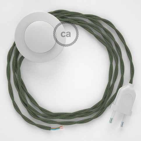 Cordon pour lampadaire, câble TC63 Coton Vert Gris 3 m. Choisissez la couleur de la fiche et de l'interrupteur!