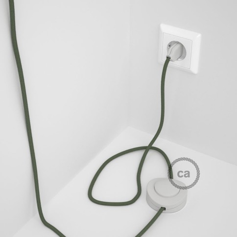 Cordon pour lampadaire, câble RC63 Coton Vert Gris 3 m. Choisissez la couleur de la fiche et de l'interrupteur!