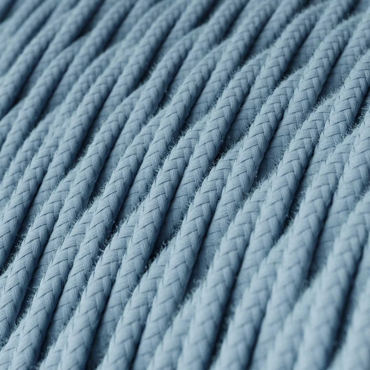 Câble textile Bleu océan coton - L'Original Creative-Cables - TC53 tressé 2x0,75mm / 3x0,75mm