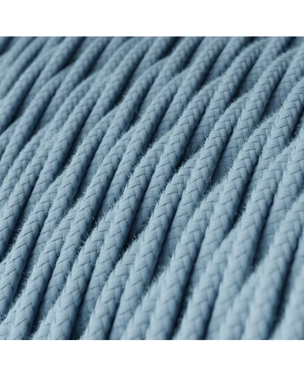 Câble textile Bleu océan coton - L'Original Creative-Cables - TC53 tressé 2x0,75mm / 3x0,75mm