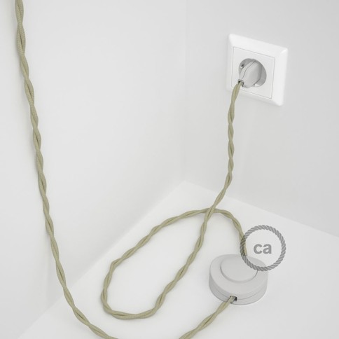 Cordon pour lampadaire, câble TC43 Coton Tourterelle 3 m. Choisissez la couleur de la fiche et de l'interrupteur!