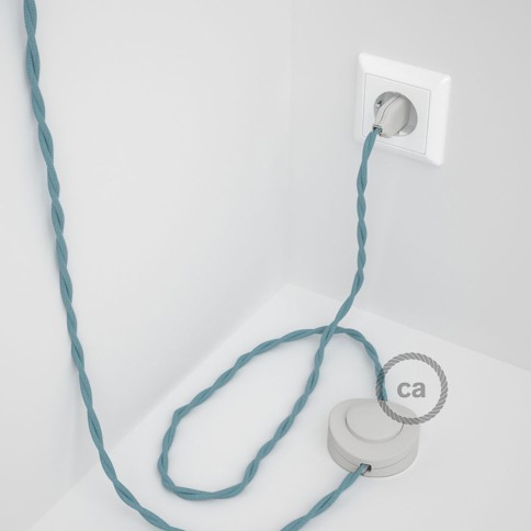 Cordon pour lampadaire, câble TC53 Coton Océan 3 m. Choisissez la couleur de la fiche et de l'interrupteur!