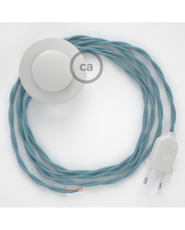 Cordon pour lampadaire, câble TC53 Coton Océan 3 m. Choisissez la couleur de la fiche et de l'interrupteur!