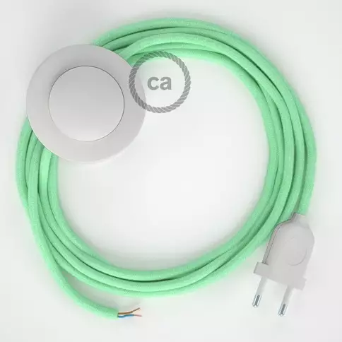 Cordon pour lampadaire, câble RC34 Coton Lait Menthe 3 m. Choisissez la couleur de la fiche et de l'interrupteur!