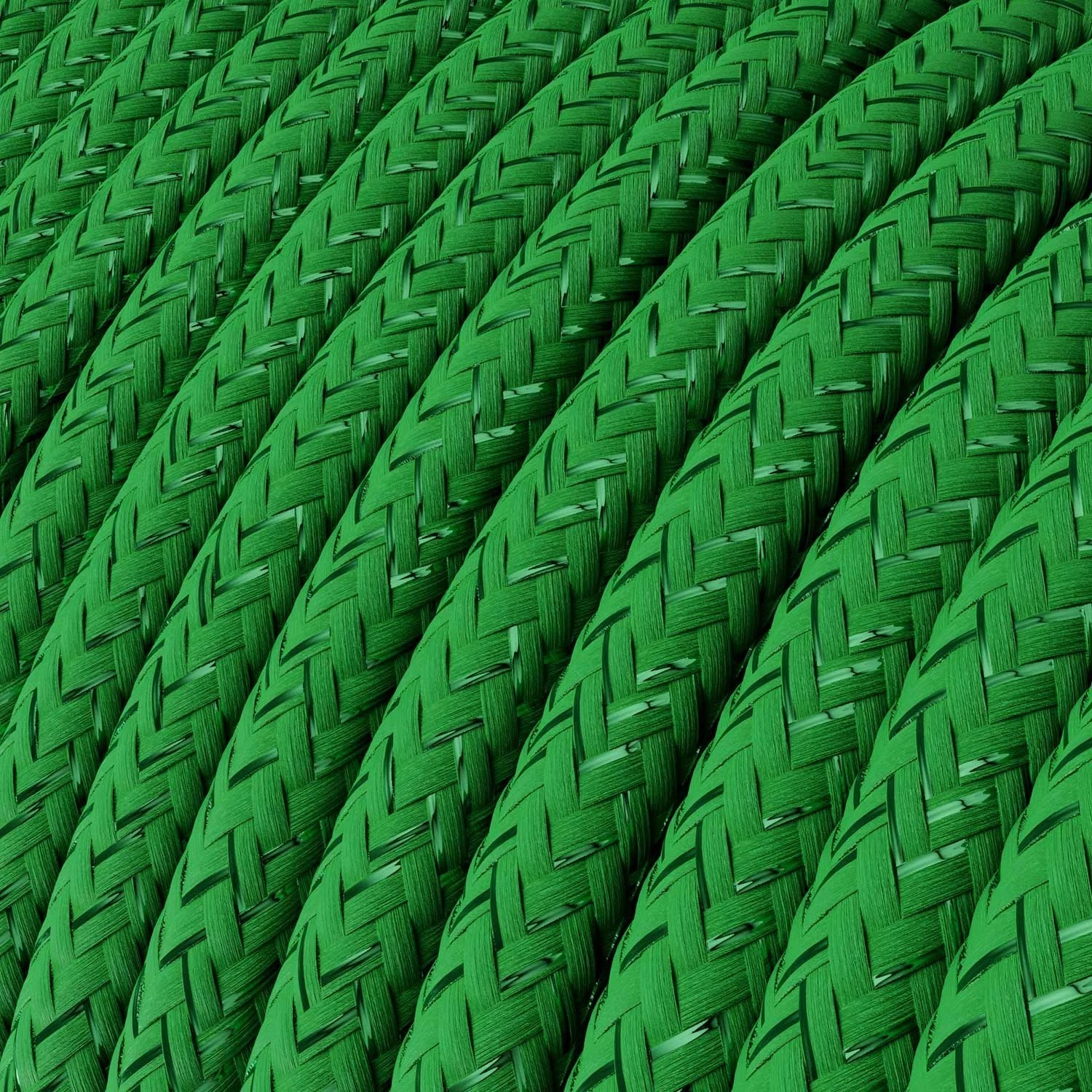 Câble textile Vert gazon pailleté brillant - L'Original Creative-Cables - RL06 rond 2x0.75mm / 3x0.75mm