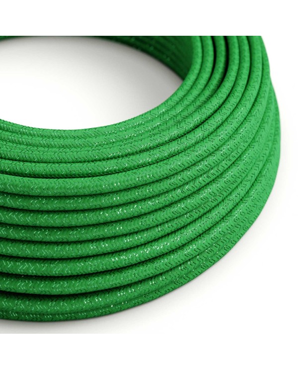 Câble textile Vert gazon pailleté brillant - L'Original Creative-Cables - RL06 rond 2x0.75mm / 3x0.75mm