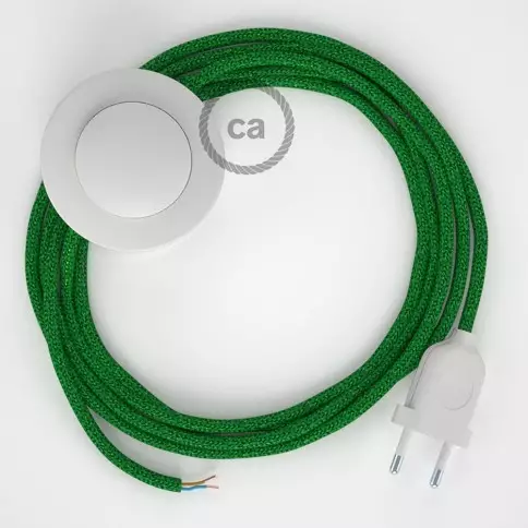 Cordon pour lampadaire, câble RL06 Effet Soie Paillettes Vert 3 m. Choisissez la couleur de la fiche et de l'interrupteur!