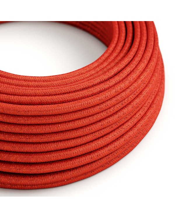 Câble textile Rouge feu pailleté brillant - L'Original Creative-Cables - RL09 rond 2x0,75mm / 3x0,75mm
