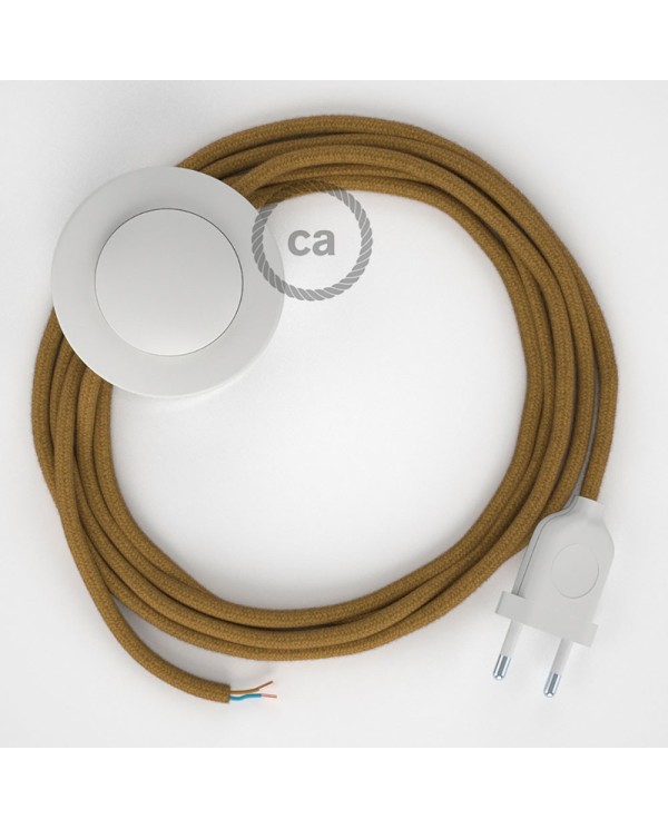 Cordon pour lampadaire, câble RC31 Coton Miel Doré 3 m. Choisissez la couleur de la fiche et de l'interrupteur!