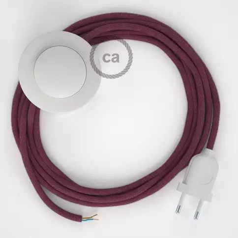 Cordon pour lampadaire, câble RC32 Coton Marc De Raisin 3 m. Choisissez la couleur de la fiche et de l'interrupteur!