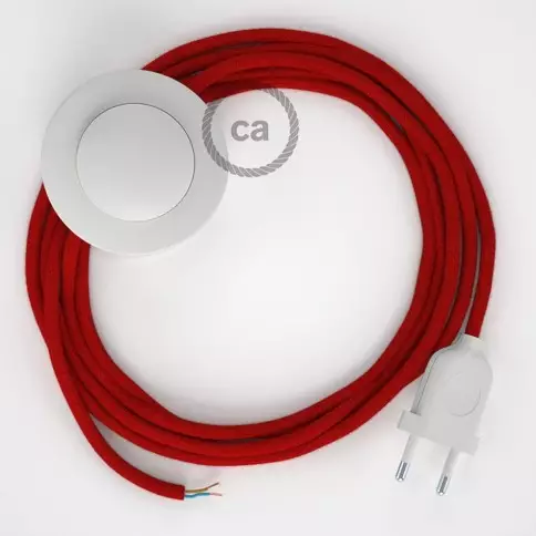 Cordon pour lampadaire, câble RC35 Coton Rouge Feu 3 m. Choisissez la couleur de la fiche et de l'interrupteur!