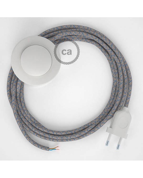 Cordon pour lampadaire, câble RD65 Losange Bleu Steward 3 m. Choisissez la couleur de la fiche et de l'interrupteur!