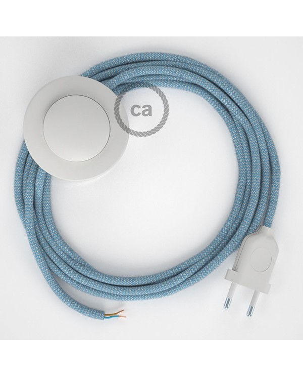 Cordon pour lampadaire, câble RD75 ZigZag Bleu Steward 3 m. Choisissez la couleur de la fiche et de l'interrupteur!
