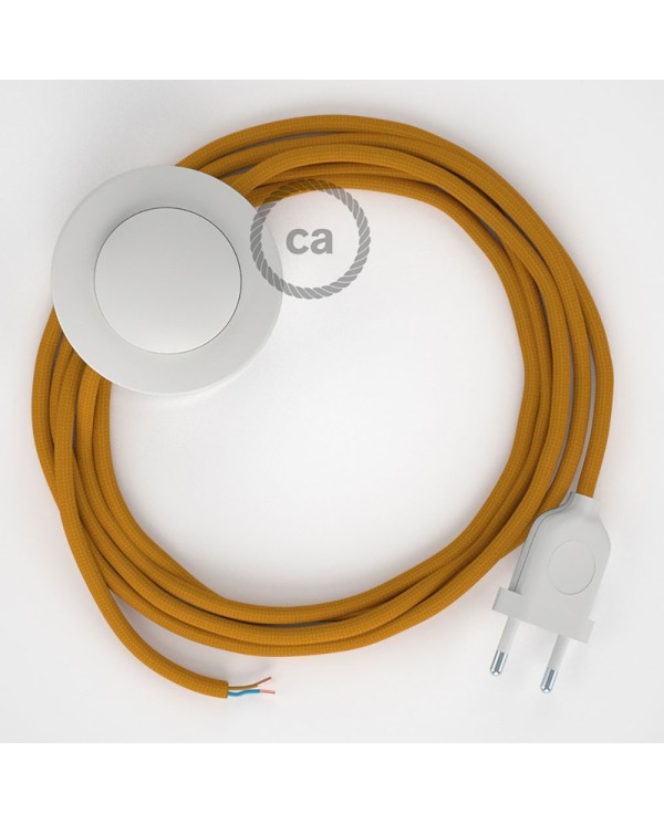 Cordon pour lampadaire, câble RM25 Effet Soie Moutarde 3 m. Choisissez la couleur de la fiche et de l'interrupteur!
