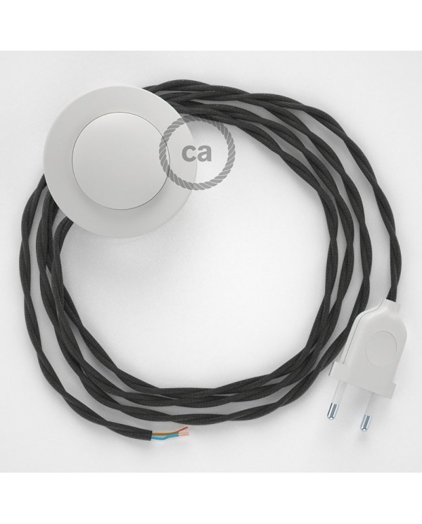 Cordon pour lampadaire, câble TM26 Effet Soie Gris Foncé 3 m. Choisissez la couleur de la fiche et de l'interrupteur!