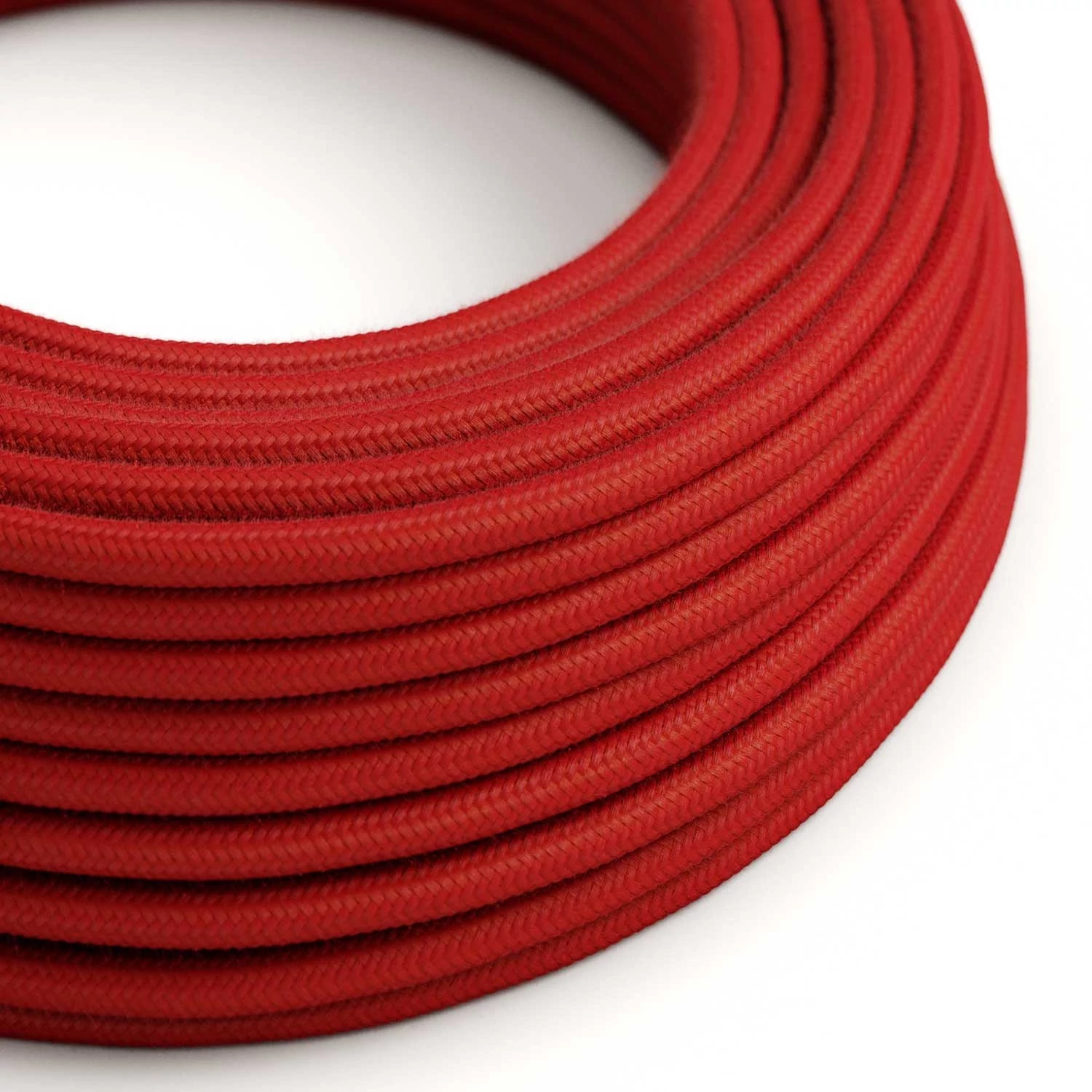 Câble textile Rouge feu coton - L'Original Creative-Cables - RC35 rond 2x0,75mm / 3x0,75mm