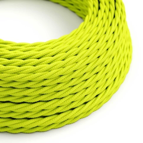 Câble textile Jaune fluo brillant - L'Original Creative-Cables - TF10 tressé 2x0,75mm / 3x0,75mm