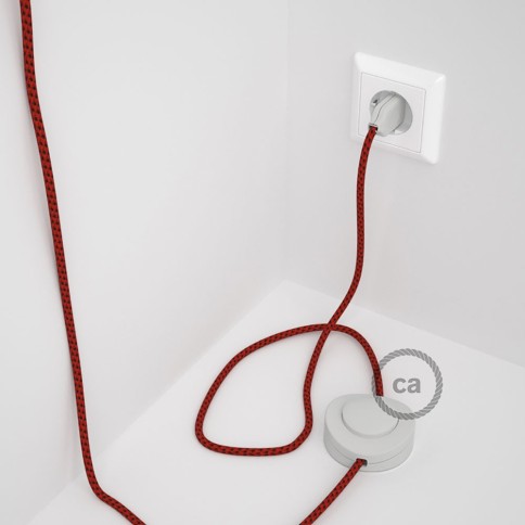 Cordon pour lampadaire, câble RT94 Effet Soie Red Devil 3 m. Choisissez la couleur de la fiche et de l'interrupteur!