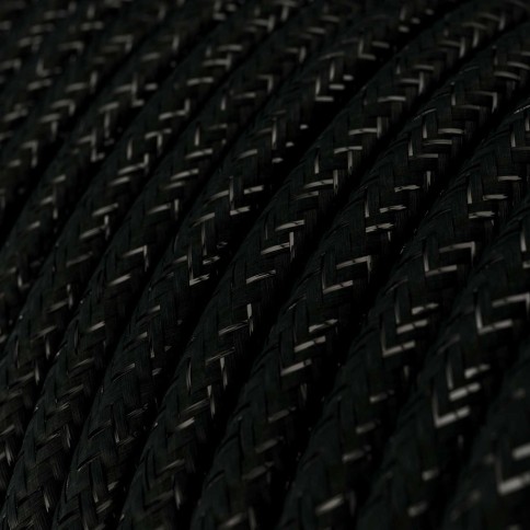 Câble textile Noir Charbon pailleté brillant - L'Original Creative-Cables - RL04 rond 2x0,75mm / 3x0,75mm
