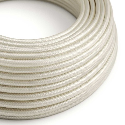 Câble textile Blanc Perle brillant - L'Original Creative-Cables - RM00 rond 2x0,75mm / 3x0,75mm