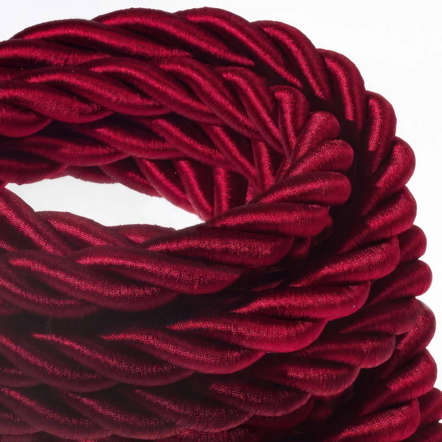 Corde 2XL, câble électrique 3x0,75. Revêtement en tissu bordeaux foncé brillant. Diamètre 24mm.