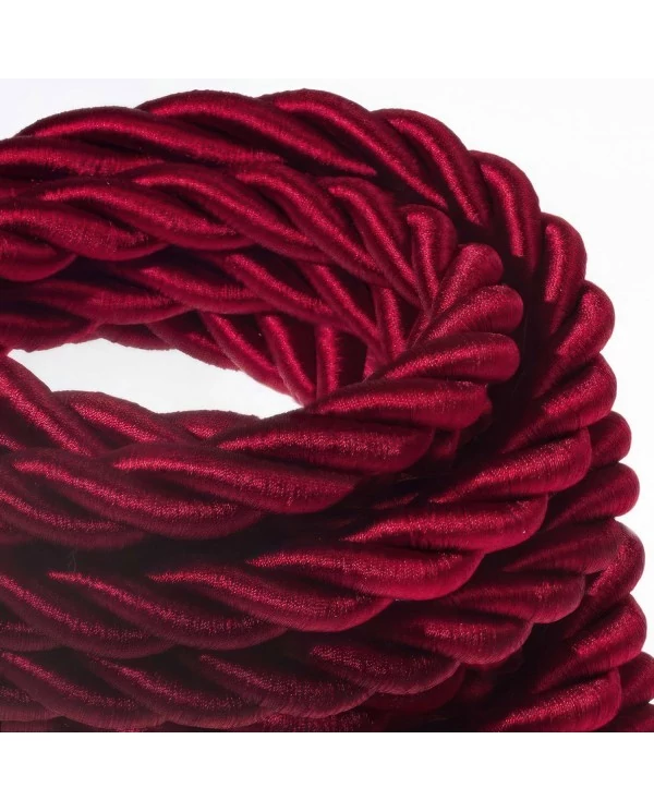 Corde 2XL, câble électrique 3x0,75. Revêtement en tissu bordeaux foncé brillant. Diamètre 24mm.