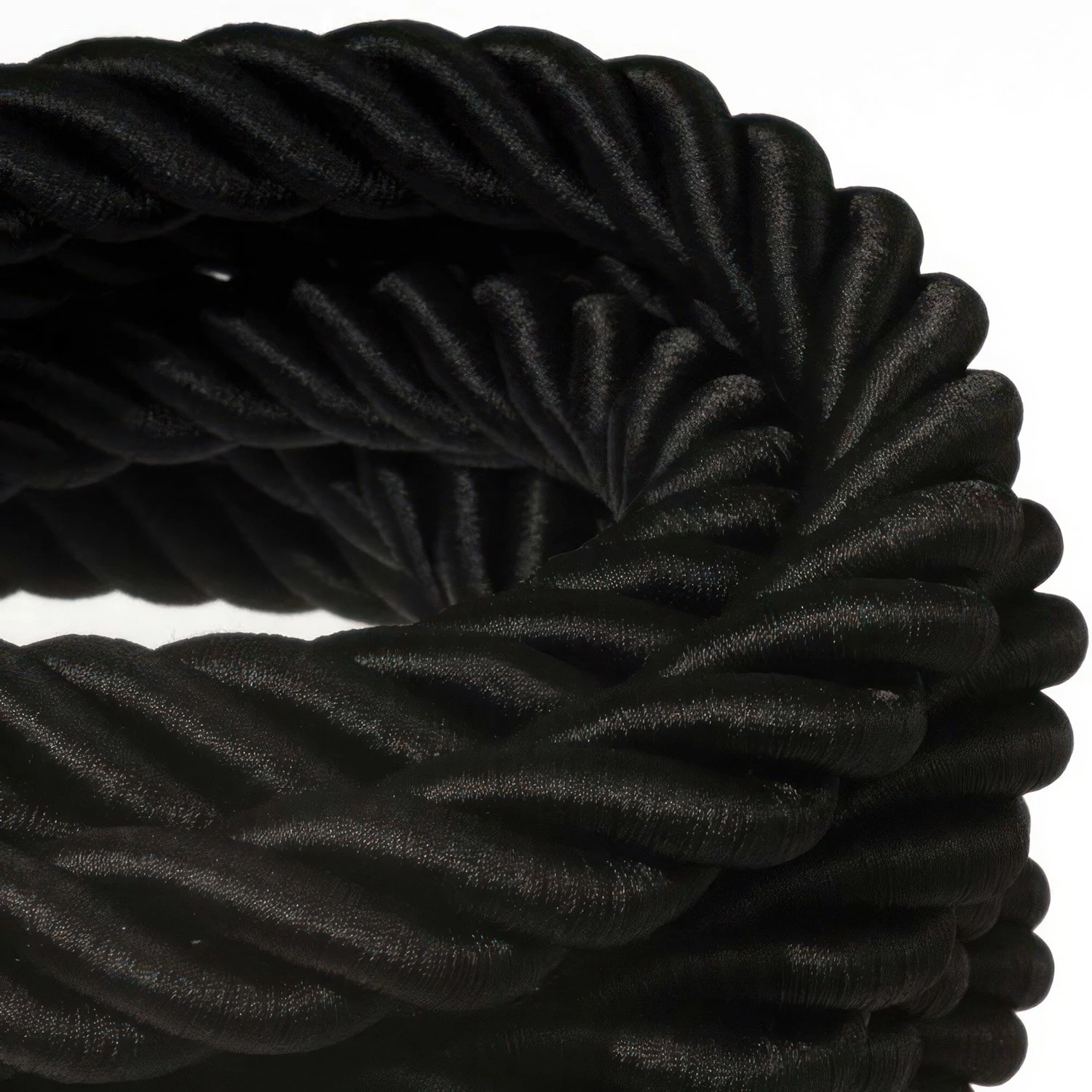 Corde 3XL, câble électrique 3x0,75. Revêtement en tissu noir brillant. Diamètre 30mm.