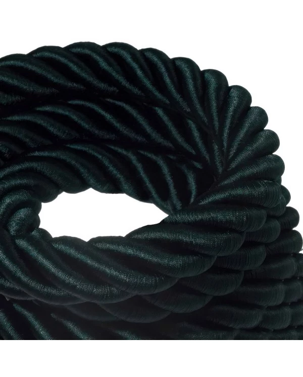 Corde 3XL, câble électrique 3x0,75. Revêtement en tissu vert foncé brillant. Diamètre 30mm.