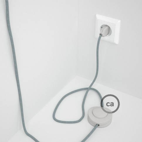 Cordon pour lampadaire, câble RT14 Effet Soie Stracciatella 3 m. Choisissez la couleur de la fiche et de l'interrupteur!