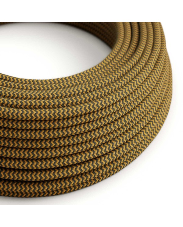 Câble textile Miel doré et gris anthracite coton - L'Original Creative-Cables - RZ27 rond 2x0,75mm / 3x0,75mm