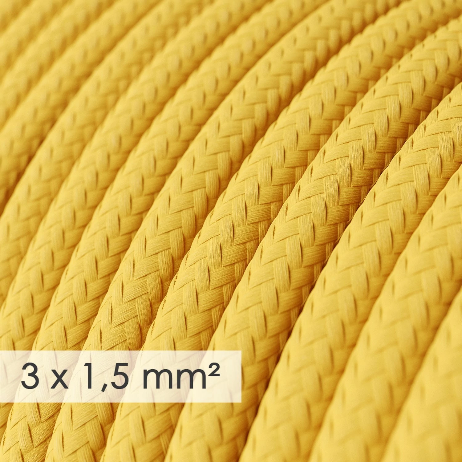 Fil Électrique De Large Section 3x1,50 Rond - Tissu Effet Soie Jaune RM10